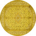 Round Persian Yellow Traditional Rug, tr990yw