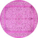 Round Machine Washable Persian Pink Traditional Rug, wshtr990pnk