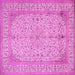 Square Machine Washable Persian Pink Traditional Rug, wshtr990pnk