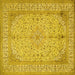 Square Machine Washable Persian Yellow Traditional Rug, wshtr990yw