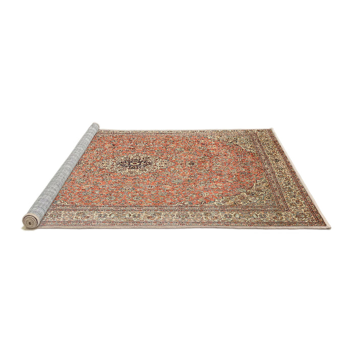 Sideview of Machine Washable Traditional Brown Rug, wshtr991