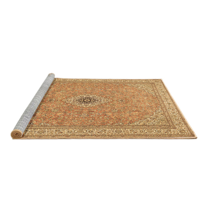 Sideview of Machine Washable Medallion Brown Traditional Rug, wshtr991brn