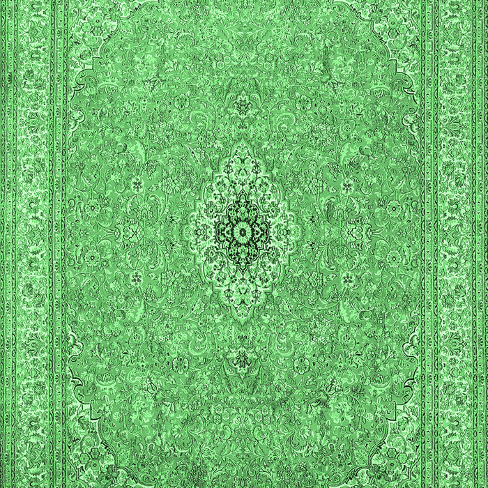Machine Washable Medallion Emerald Green Traditional Area Rugs, wshtr991emgrn
