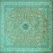 Square Medallion Turquoise Traditional Rug, tr991turq