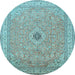 Round Medallion Light Blue Traditional Rug, tr991lblu