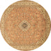 Round Medallion Brown Traditional Rug, tr991brn