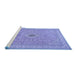 Sideview of Machine Washable Medallion Blue Traditional Rug, wshtr991blu