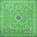 Square Medallion Emerald Green Traditional Rug, tr991emgrn