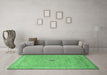 Machine Washable Medallion Emerald Green Traditional Area Rugs in a Living Room,, wshtr991emgrn