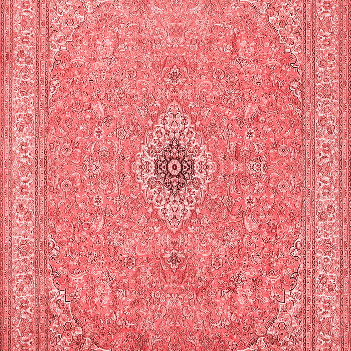 Machine Washable Medallion Red Traditional Rug, wshtr991red