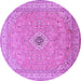 Round Medallion Purple Traditional Rug, tr991pur