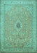 Machine Washable Medallion Turquoise Traditional Area Rugs, wshtr991turq