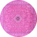 Round Medallion Pink Traditional Rug, tr991pnk
