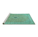 Sideview of Machine Washable Medallion Turquoise Traditional Area Rugs, wshtr991turq