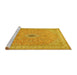 Sideview of Machine Washable Medallion Yellow Traditional Rug, wshtr991yw