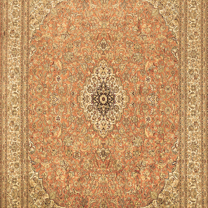 Machine Washable Medallion Brown Traditional Rug, wshtr991brn