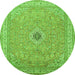 Machine Washable Medallion Green Traditional Area Rugs, wshtr991grn