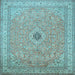 Square Medallion Light Blue Traditional Rug, tr991lblu