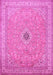 Machine Washable Medallion Pink Traditional Rug, wshtr991pnk