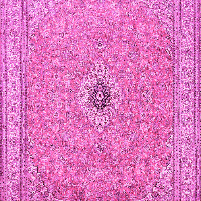 Machine Washable Medallion Pink Traditional Rug, wshtr991pnk