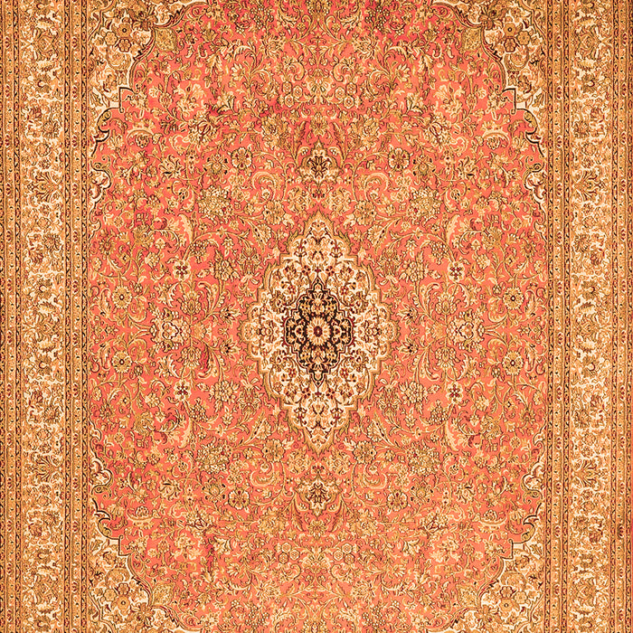 Serging Thickness of Machine Washable Medallion Orange Traditional Area Rugs, wshtr991org