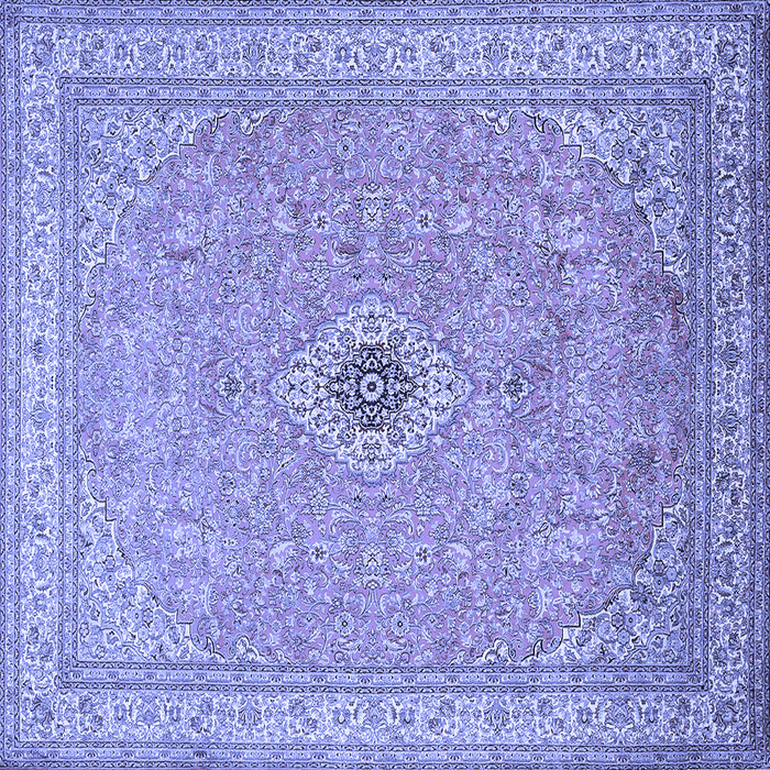 Square Machine Washable Medallion Blue Traditional Rug, wshtr991blu