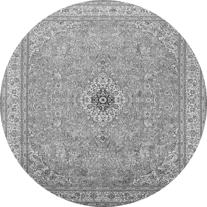 Machine Washable Medallion Gray Traditional Rug, wshtr991gry