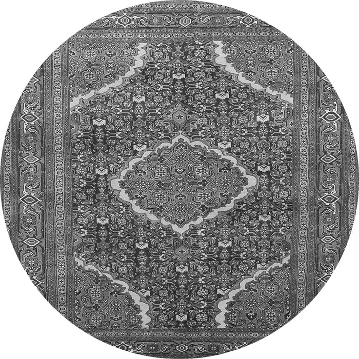 Machine Washable Medallion Gray Traditional Rug, wshtr992gry