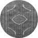 Machine Washable Medallion Gray Traditional Rug, wshtr992gry