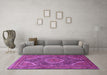 Machine Washable Medallion Purple Traditional Area Rugs in a Living Room, wshtr992pur