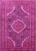 Machine Washable Medallion Pink Traditional Rug, wshtr992pnk