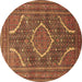 Round Medallion Brown Traditional Rug, tr992brn