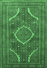 Medallion Emerald Green Traditional Rug, tr992emgrn