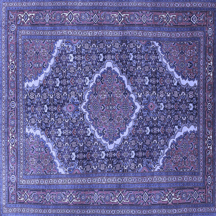 Square Machine Washable Medallion Blue Traditional Rug, wshtr992blu