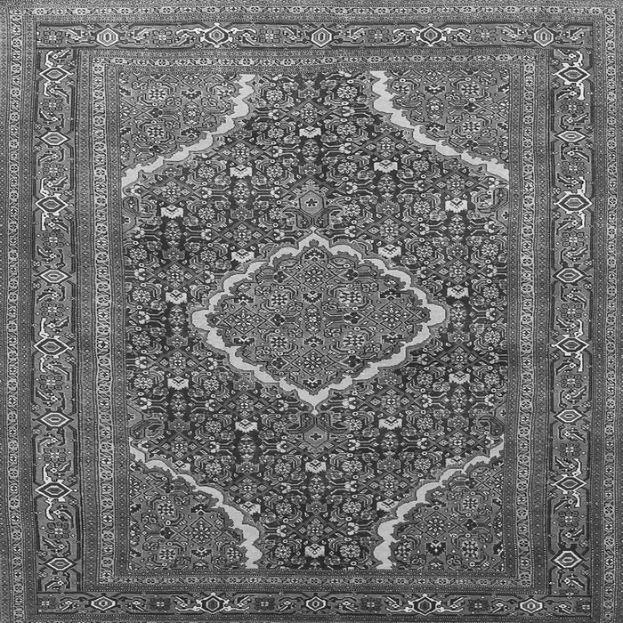 Round Machine Washable Medallion Gray Traditional Rug, wshtr992gry