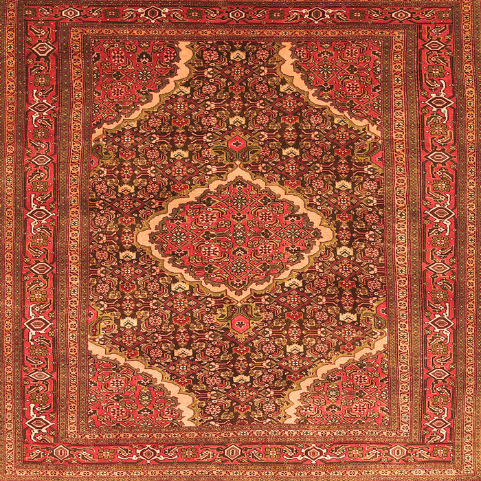 Serging Thickness of Medallion Orange Traditional Rug, tr992org