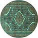 Round Medallion Turquoise Traditional Rug, tr992turq