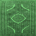 Square Medallion Emerald Green Traditional Rug, tr992emgrn