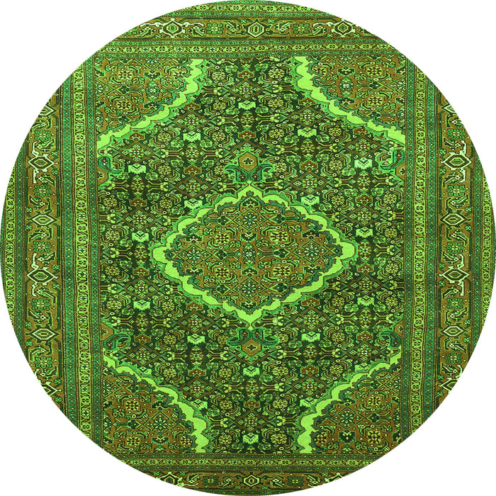 Square Medallion Green Traditional Rug, tr992grn