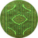 Square Medallion Green Traditional Rug, tr992grn