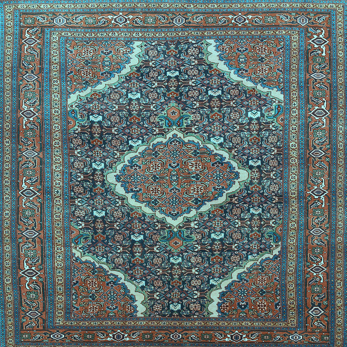 Square Medallion Light Blue Traditional Rug, tr992lblu