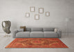 Machine Washable Medallion Orange Traditional Area Rugs in a Living Room, wshtr992org