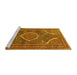 Sideview of Machine Washable Medallion Yellow Traditional Rug, wshtr992yw