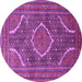 Round Machine Washable Medallion Purple Traditional Area Rugs, wshtr992pur
