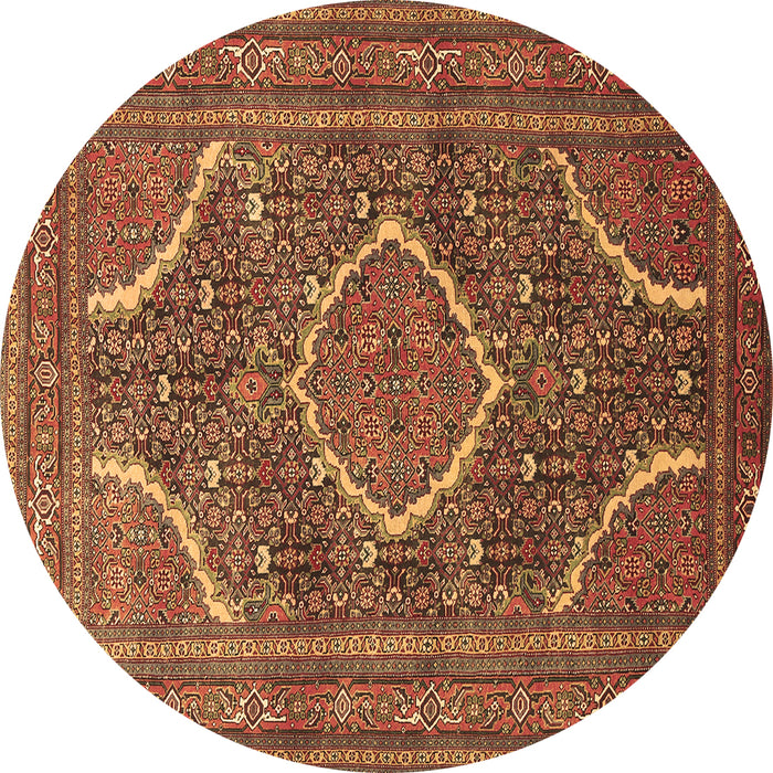 Round Machine Washable Medallion Brown Traditional Rug, wshtr992brn