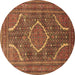 Round Machine Washable Medallion Brown Traditional Rug, wshtr992brn