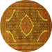 Round Medallion Yellow Traditional Rug, tr992yw