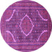 Round Medallion Purple Traditional Rug, tr992pur