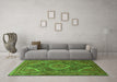 Machine Washable Medallion Green Traditional Area Rugs in a Living Room,, wshtr992grn