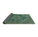 Sideview of Medallion Turquoise Traditional Rug, tr992turq